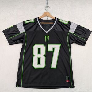 VTG Riddell Monster Energy Jersey Men's L Black Green Promo Gronkowski 87 Y2K